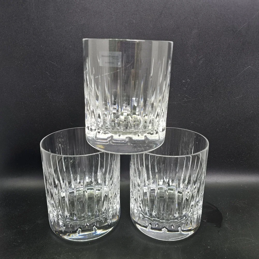 Reed & Barton Soho Crystal Double Old Fashioned Glasses Set of 3 Slovenia 4in